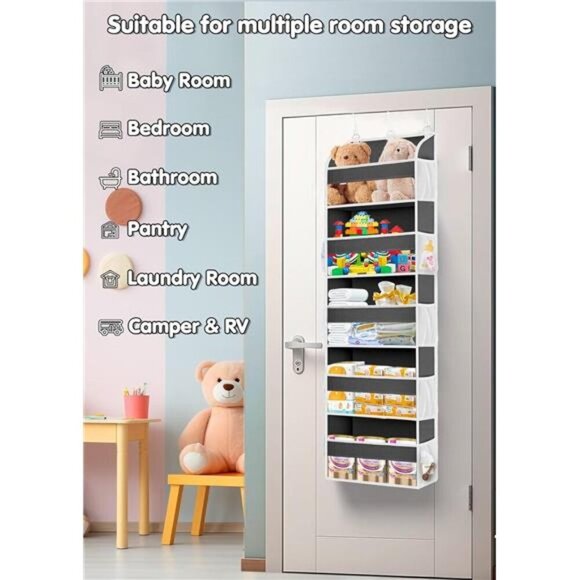 Over The Door Organizer 5 Pocket Baby Nursery Storage Bathroom Hanging Rack - Picture 5 of 7